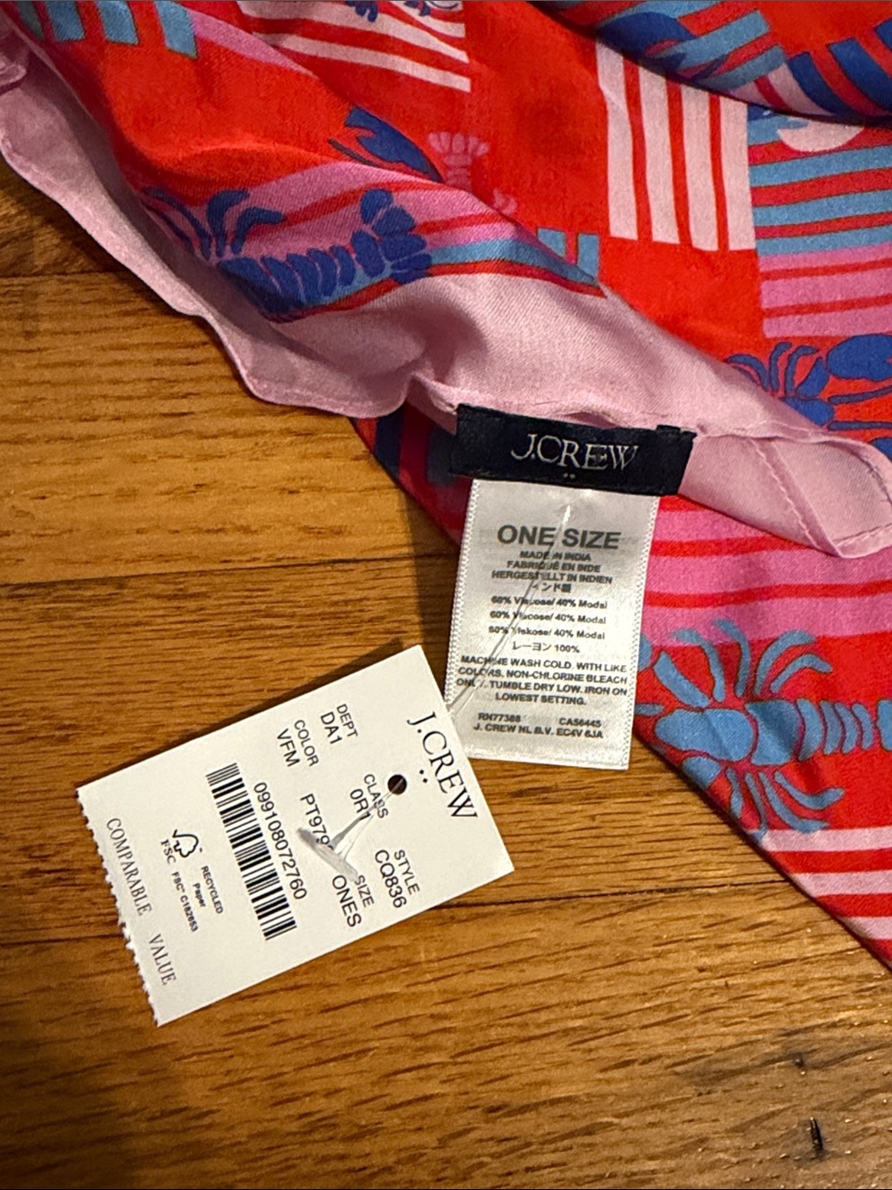 NWT! J. Crew Lobster Pattern Scarf - Picture 2 of 4